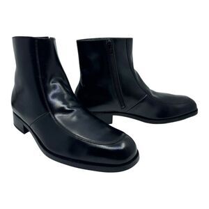 Florsheim Size 12 Black Leather Boots Made in‎ India Zip-Up Style 11080 DB